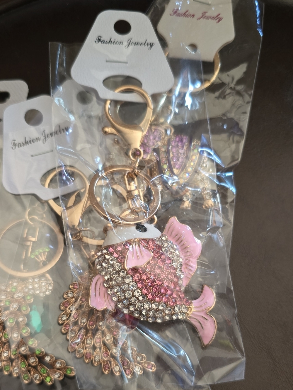 Fashion Jewelry Gold-Tone Crystal Charm Keychain with Multicolor Gem Accents - Picture 11 of 16